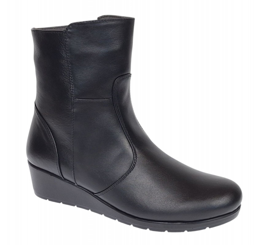 Ghete dama din piele naturala cu fermoar imblanite Orto Negre MVS77ORTO