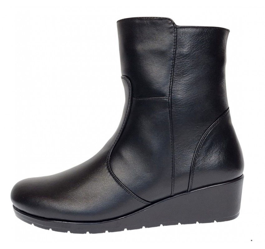 Ghete dama din piele naturala cu fermoar imblanite Orto Negre MVS77ORTO