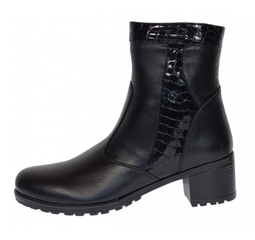 Ghete dama din piele naturala de culoare neagra imblanite Ada MVS83CRN