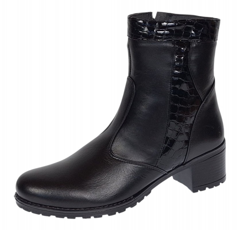 Ghete dama din piele naturala de culoare neagra imblanite Ada MVS83CRN