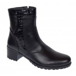 Ghete dama din piele naturala de culoare neagra imblanite Ada MVS83CRN