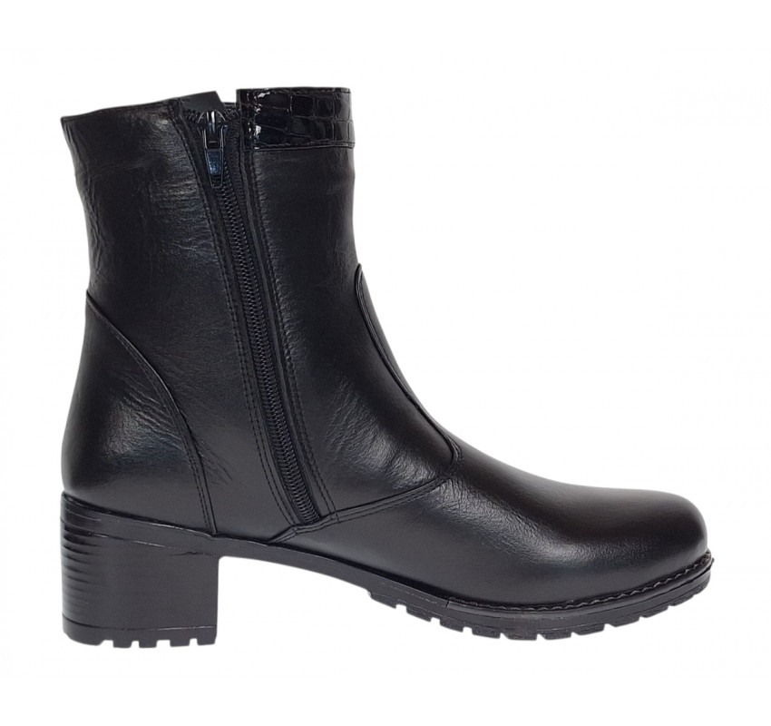 Ghete dama din piele naturala de culoare neagra imblanite Ada MVS83CRN