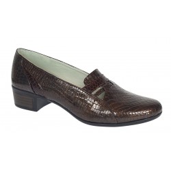 Pantofi dama comozi casual din piele naturala maro croco P12CRM