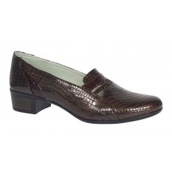 Pantofi dama comozi casual din piele naturala maro croco P12CRM