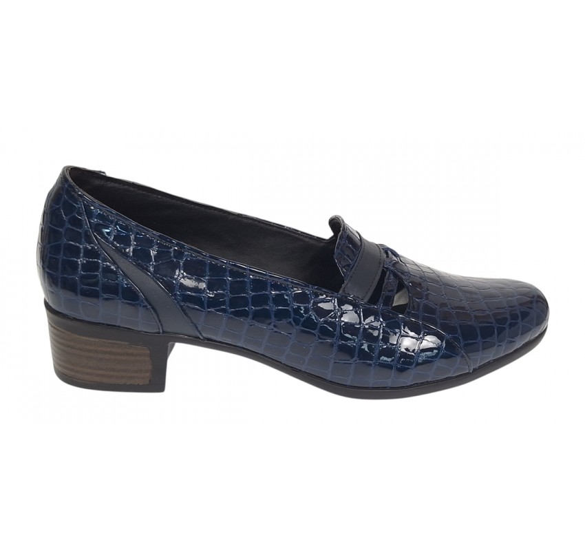 Pantofi dama comozi casual din piele naturala bleumarin croco P18CRBL
