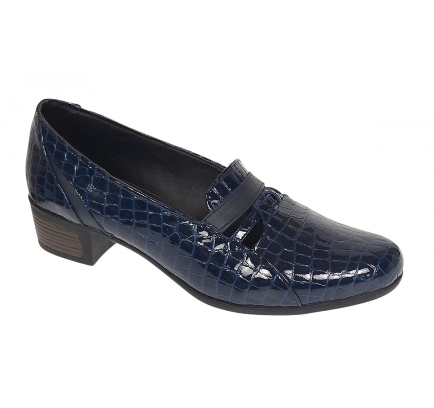Pantofi dama comozi casual din piele naturala bleumarin croco P18CRBL