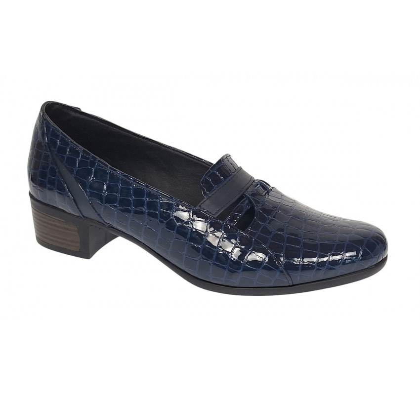 Pantofi dama comozi casual din piele naturala bleumarin croco P18CRBL
