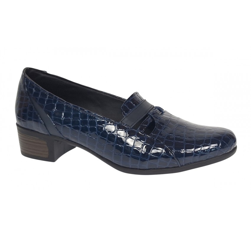 Pantofi dama comozi casual din piele naturala bleumarin croco P18CRBL