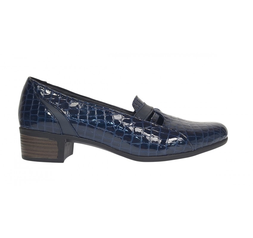 Pantofi dama comozi casual din piele naturala bleumarin croco P18CRBL