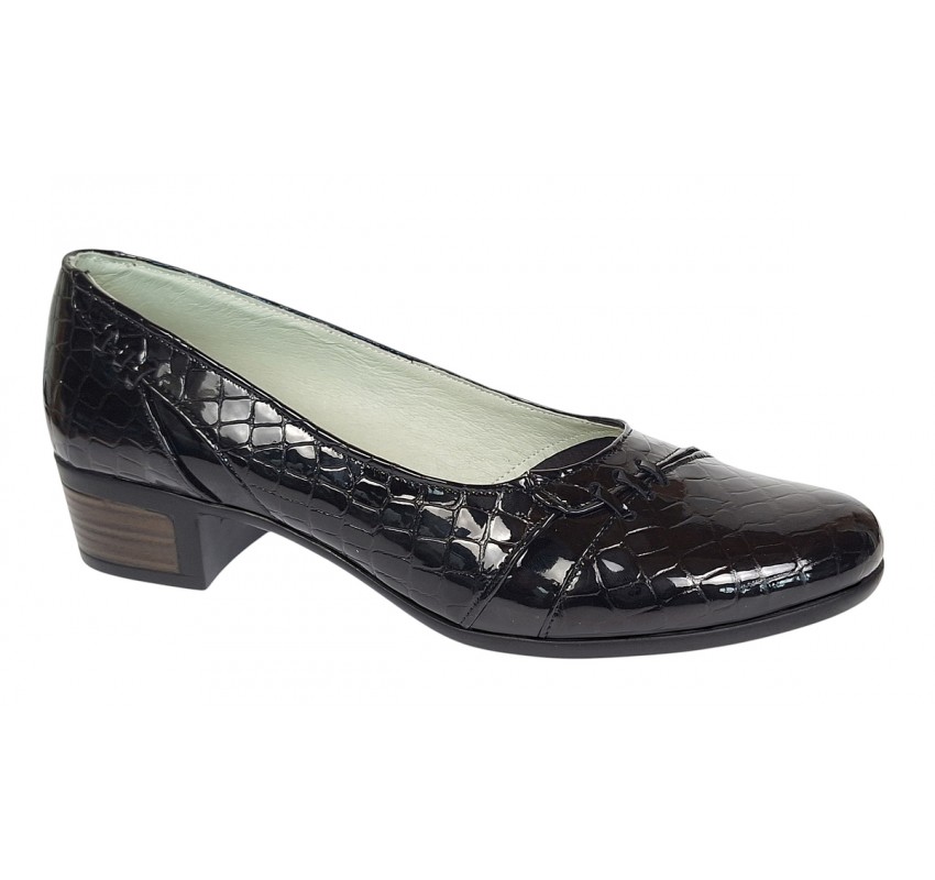 Pantofi dama comozi casual din piele naturala negru croco P18CRLN