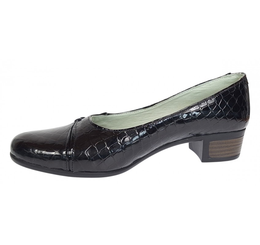 Pantofi dama comozi casual din piele naturala negru croco P18CRLN