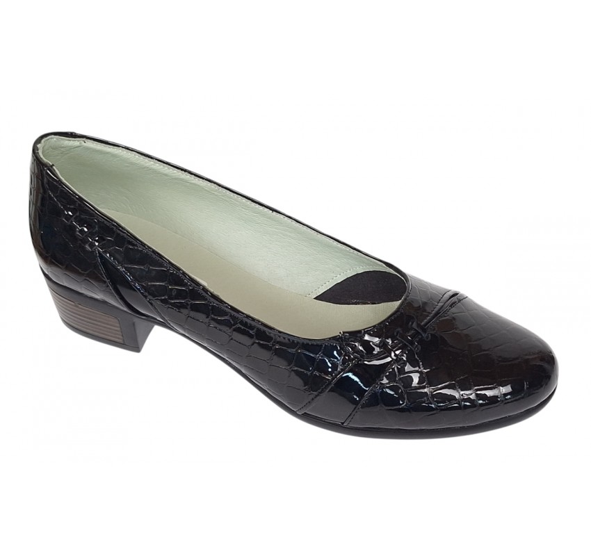 Pantofi dama comozi casual din piele naturala negru croco P18CRLN