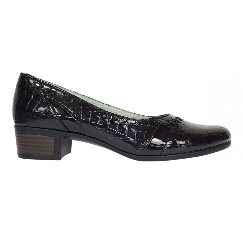 Pantofi dama comozi casual din piele naturala negru croco P18CRLN