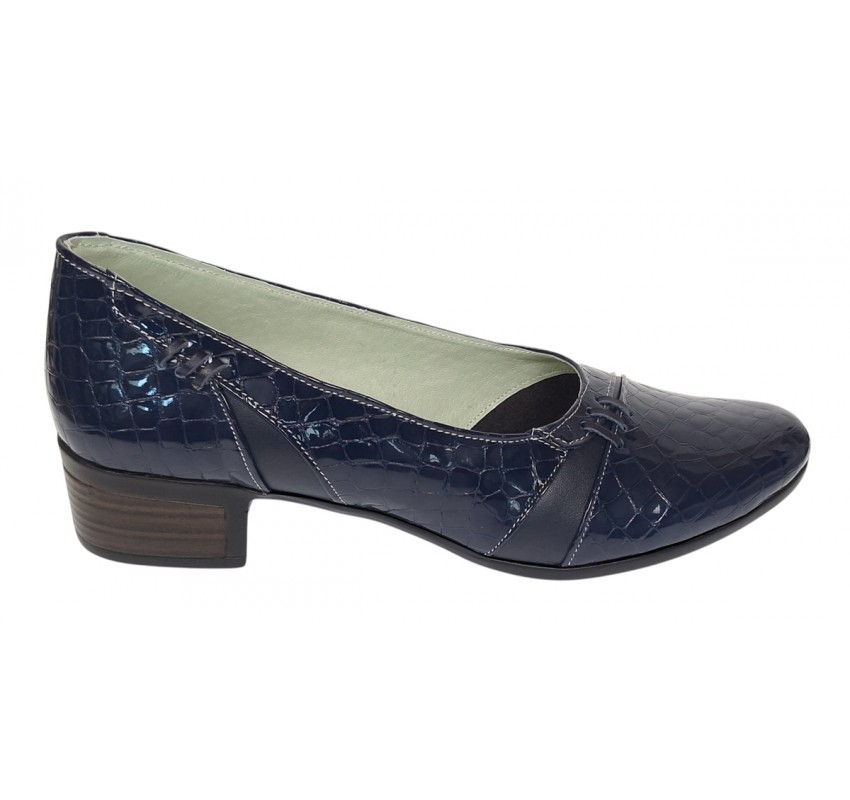 Pantofi dama comozi casual din piele naturala bleumarin croco P18LBLCR