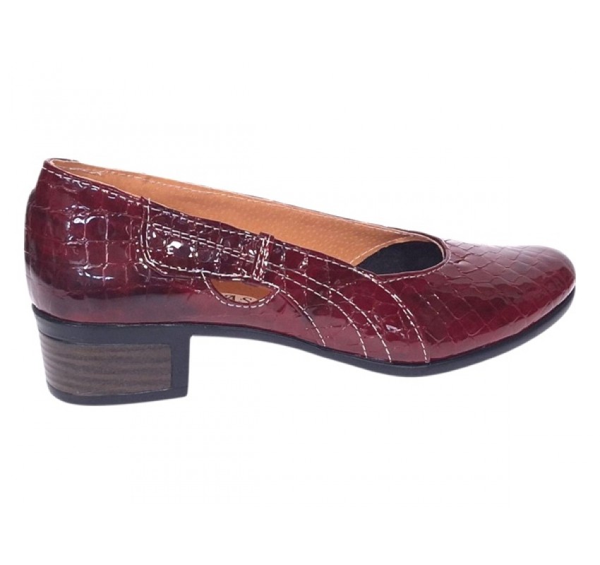 Pantofi dama din piele naturala Croco Lac Bordeaux - MVSP1CRV