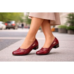 Pantofi dama din piele naturala Rosu Croco Lac - MVSP1RCR