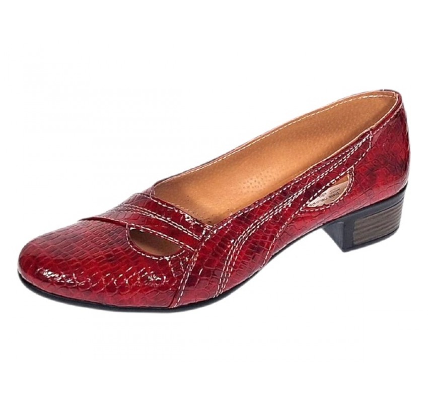 Pantofi dama din piele naturala Rosu Croco Lac - MVSP1RCR