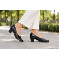 Pantofi dama casual din piele naturala negru croco P33CRN