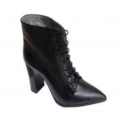 Ghete dama elegante negre din piele naturala croco si box - NA0123