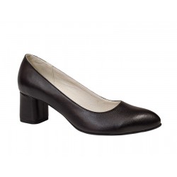Pantofi dama eleganti din piele naturala box cu toc de 5 cm - Model Negru NA100NP