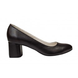 Pantofi dama eleganti din piele naturala box cu toc de 5 cm - Model Negru NA100NP