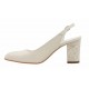 Pantofi dama decupati Bej cu toc auriu de 8 cm NA101AUBP