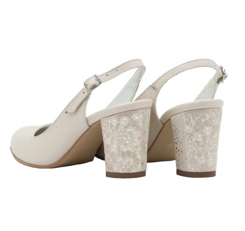 Pantofi dama decupati Bej cu toc auriu de 8 cm NA101AUBP