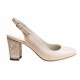 Pantofi dama decupati Bej cu toc auriu de 8 cm NA101AUBP