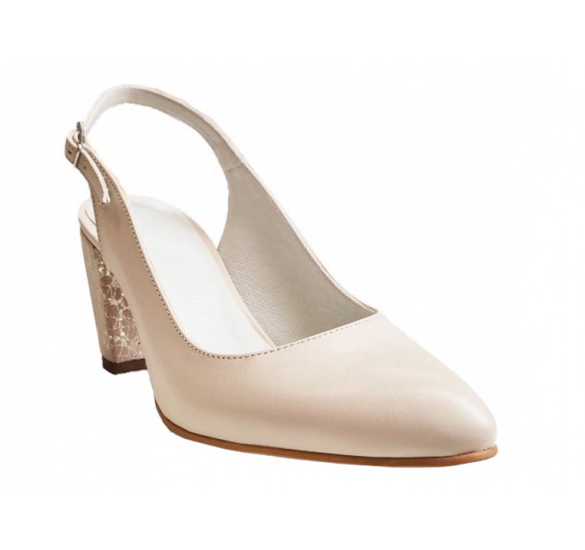 Pantofi dama decupati Bej cu toc auriu de 8 cm NA101AUBP Pantofi dama decupati Bej cu toc auriu de 8 cm NA101AUBP