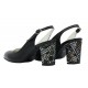 Pantofi dama eleganti decupati nud cu toc floral , 6 cm - 	NA101N-P + CARO 