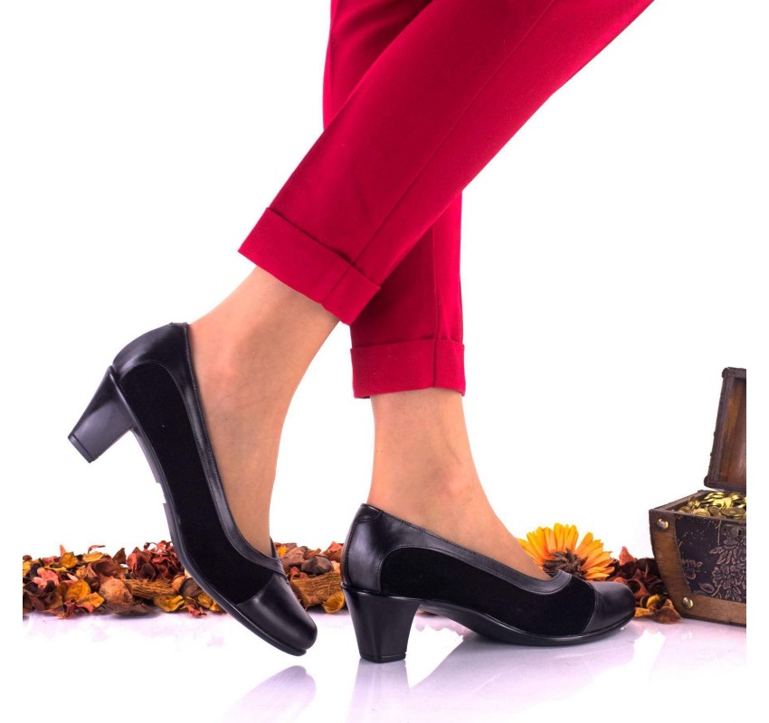 Marimea 35 Pantofi dama eleganti din piele naturala toc 5 cm - NA112NSP