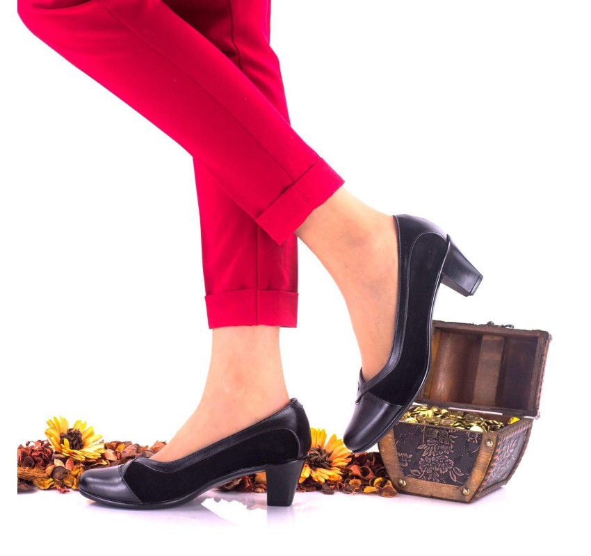 Marimea 35 Pantofi dama eleganti din piele naturala toc 5 cm - NA112NSP
