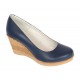 Pantofi dama casual din piele naturala cu platforme de 7cm  - Bleumarin NA170BLM