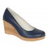 Pantofi dama casual din piele naturala cu platforme de 7cm  - Bleumarin NA170BLM