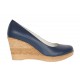 Pantofi dama casual din piele naturala cu platforme de 7cm  - Bleumarin NA170BLM