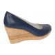 Pantofi dama casual din piele naturala cu platforme de 7cm  - Bleumarin NA170BLM