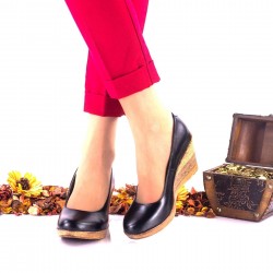 Pantofi dama casual din piele naturala cu platforme de 6cm NA170NP