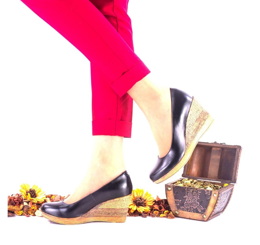 Pantofi dama casual din piele naturala cu platforme de 6cm NA170NP