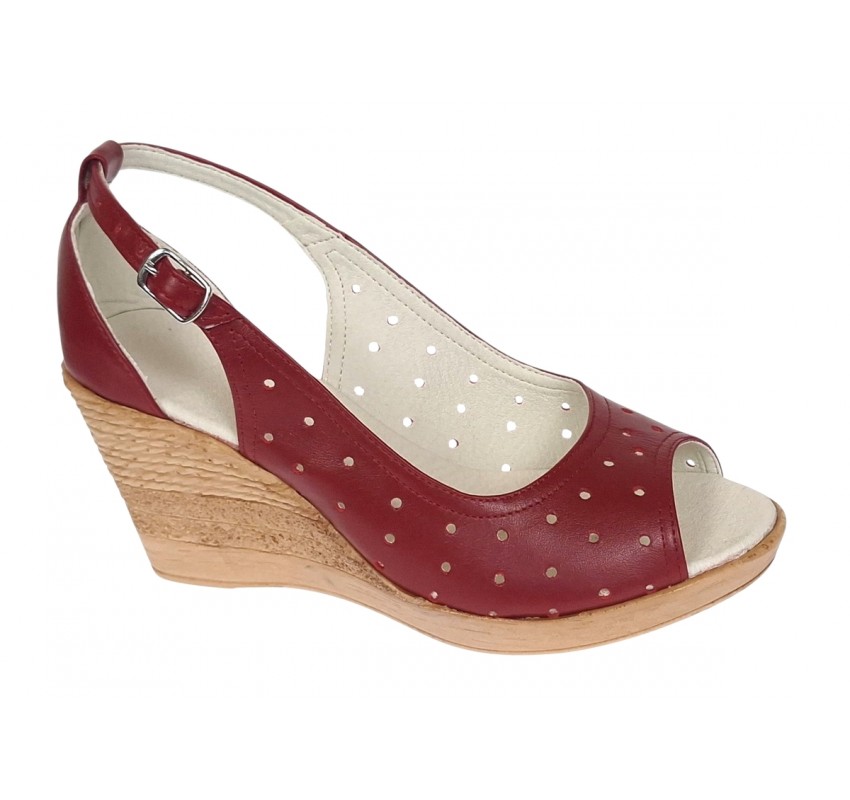 Sandale dama grena din piele naturala - NA177GRENA