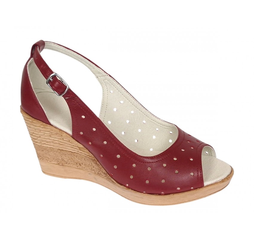 Sandale dama grena din piele naturala - NA177GRENA