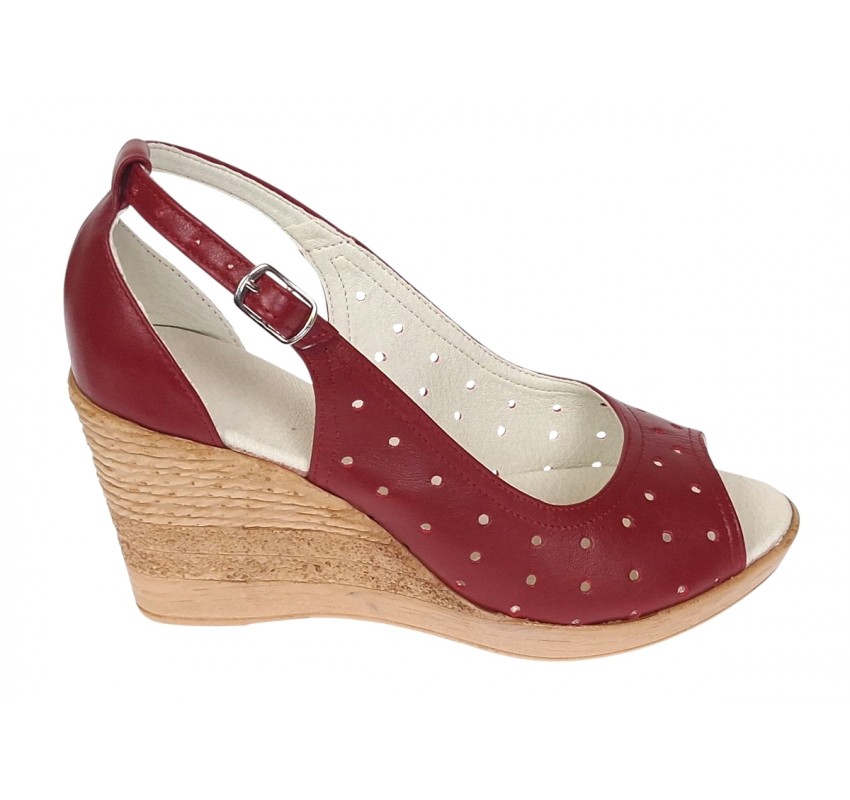 Sandale dama grena din piele naturala - NA177GRENA