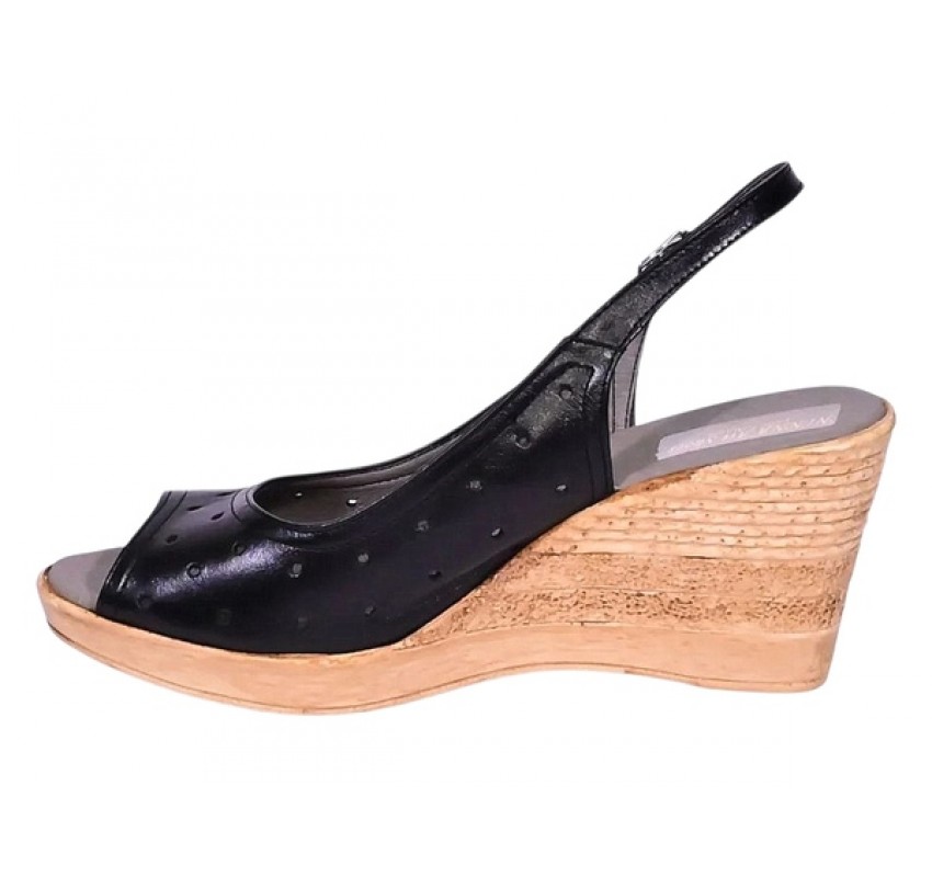 Sandale dama din piele naturala Negru Box cu bareta NA177NBOX