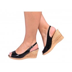 Sandale dama din piele naturala Negru Box cu bareta NA177NBOX