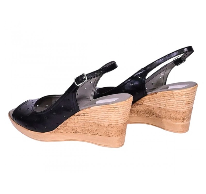 Sandale dama din piele naturala Negru Box cu bareta NA177NBOX