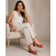 Sandale dama rosii din piele naturala, decupate lateral, cu toc mic elegant de 3 cm Roselia