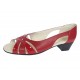 Sandale dama rosii din piele naturala, decupate lateral, cu toc mic elegant de 3 cm Roselia