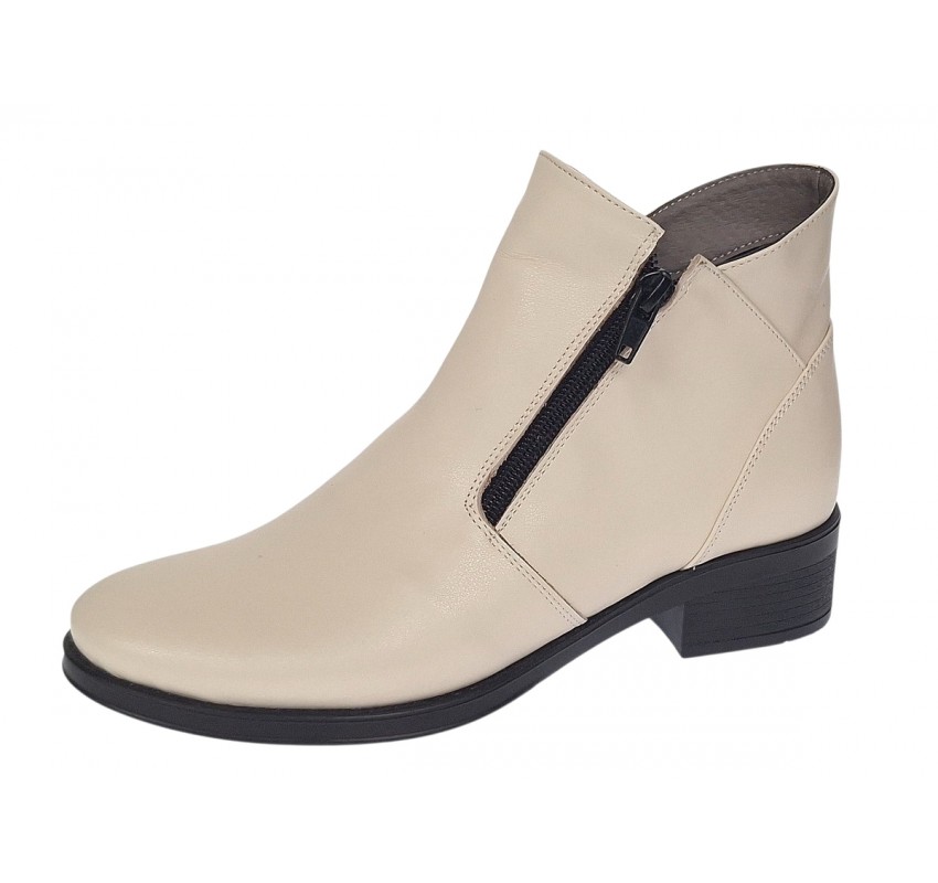 Ghete dama casual din piele naturala Bej Box NA316BB