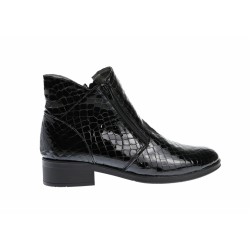 Botine dama negre din piele naturala croco lac NA316N