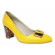 Pantofi eleganti dama, galbeni, din piele naturala box, toc 6 cm - NA41G