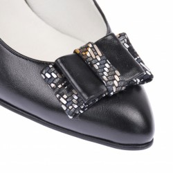 Pantofi eleganti dama, negri, din piele naturala box, toc 6 cm - NA41NEGRU